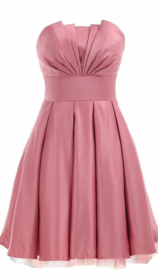 Strapless Ruched Short Homecoming Dress Featuring Lace-up Back And Bow Accent