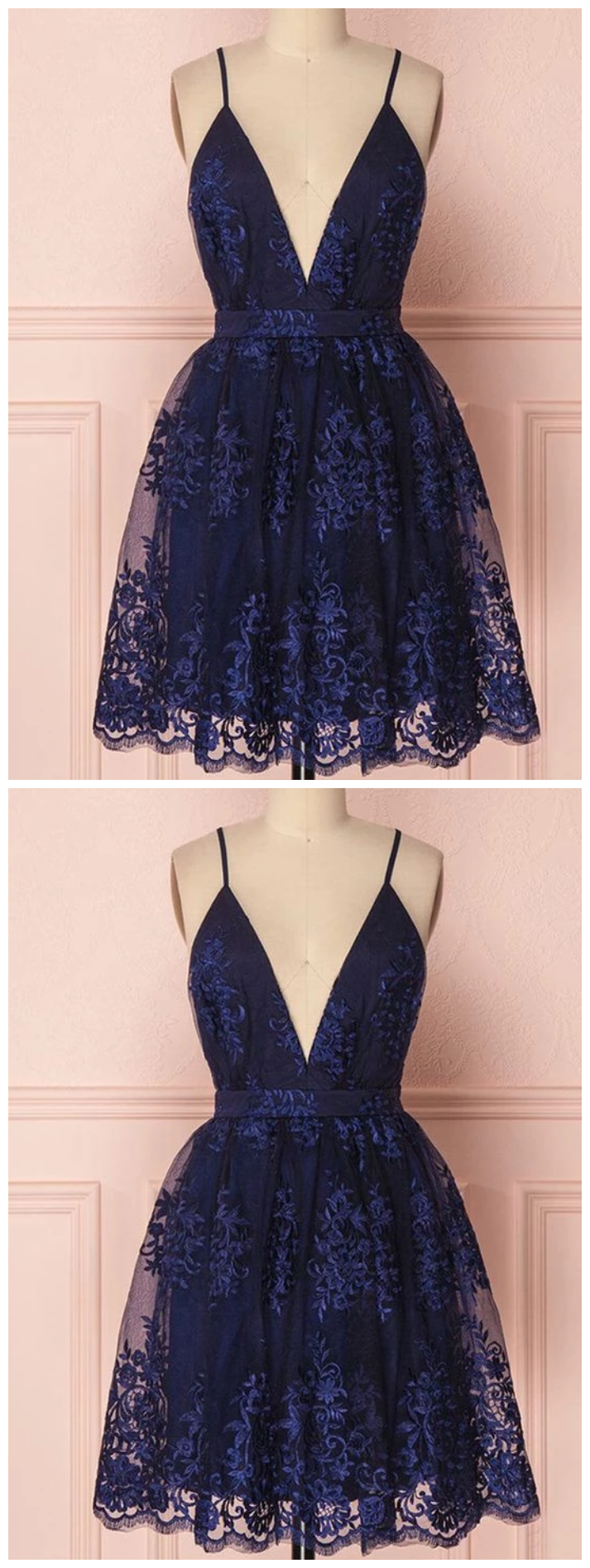 Navy Blue Homecoming Dress, Homecoming Dress With Appliques