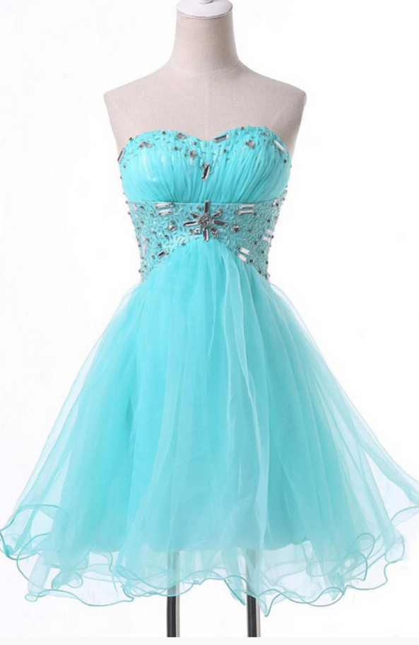 tiffany blue short dress Tiffany Blue Sweetheart Beaded Applique Lace Short Dress Tight Homecom –  prommirror main image 1