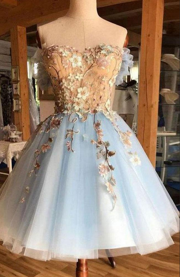 Gorgeous Hoco Dress,sweetheart Homecoming Dresses,light Blue Homecoming Dress,tulle Short Prom Dress