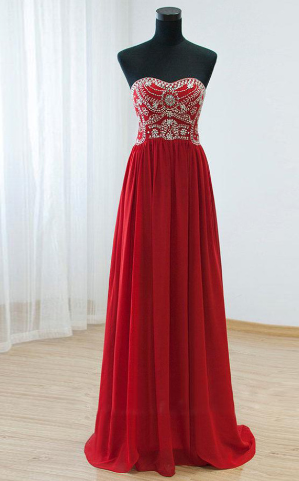 Gorgeous Red Prom Dress, Elegant Prom Dress, Long Prom Dresses, Prom Dress, Chiffon Prom Dresses, Sparkly Prom Gowns, Formal Evening Gowns, Real