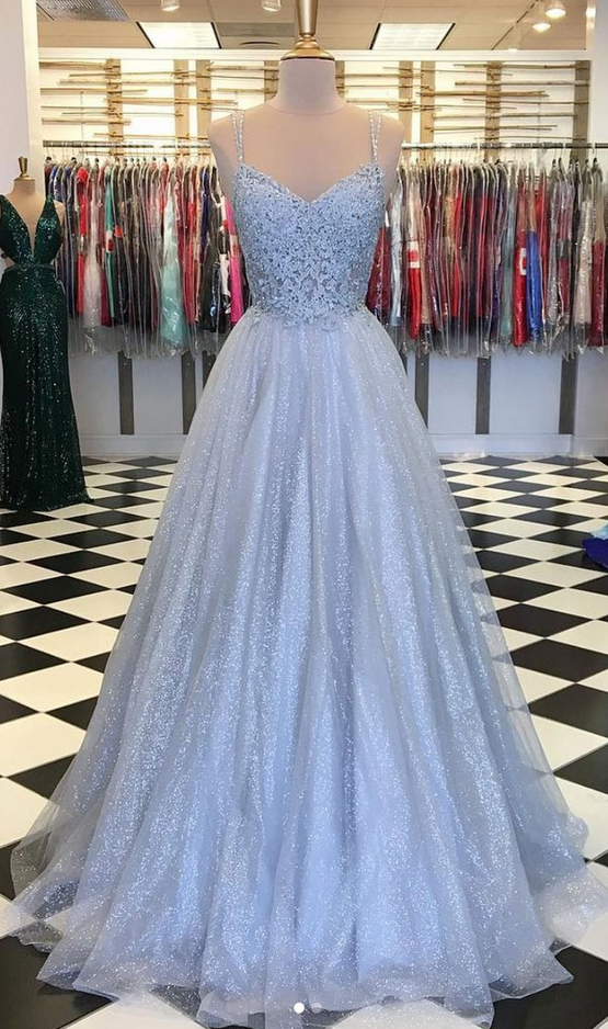 Gray Sweetheart Tulle Lace Long Prom Dress, Gray Tulle Lace Evening Dress