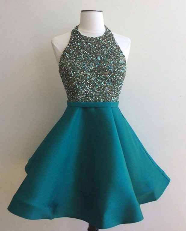 sequin short green prom dress, homecoming dress