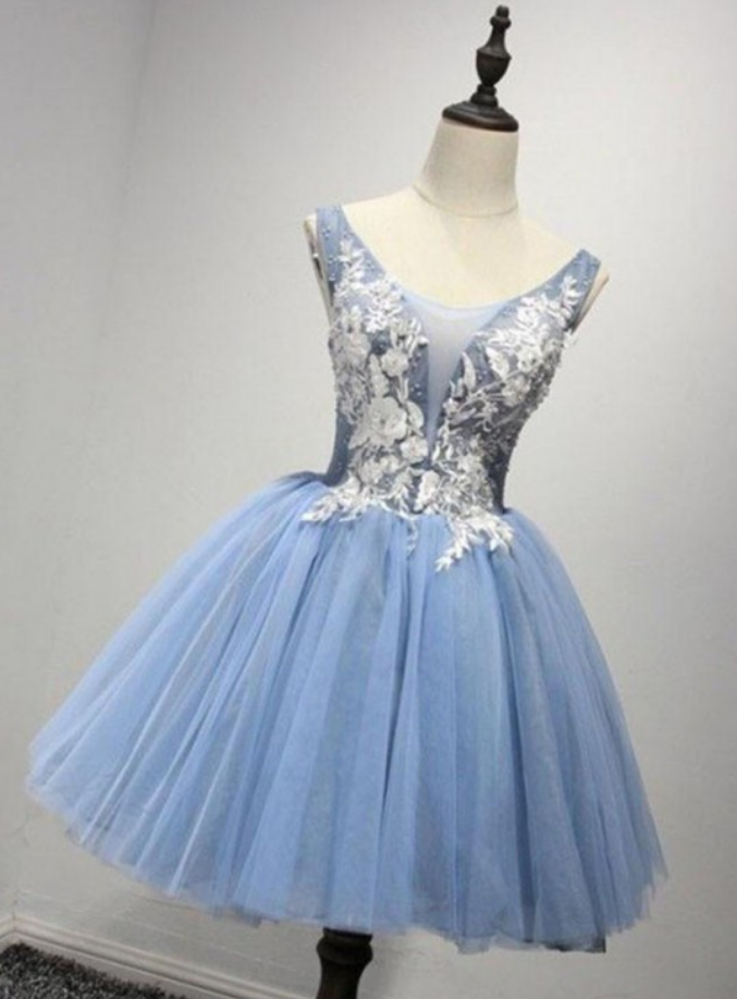 Light Blue Homecoming Dresses, Short Party Dresses With Bandage Sleeveless Round ,sexy Party Dress,custom Made Evening Dress