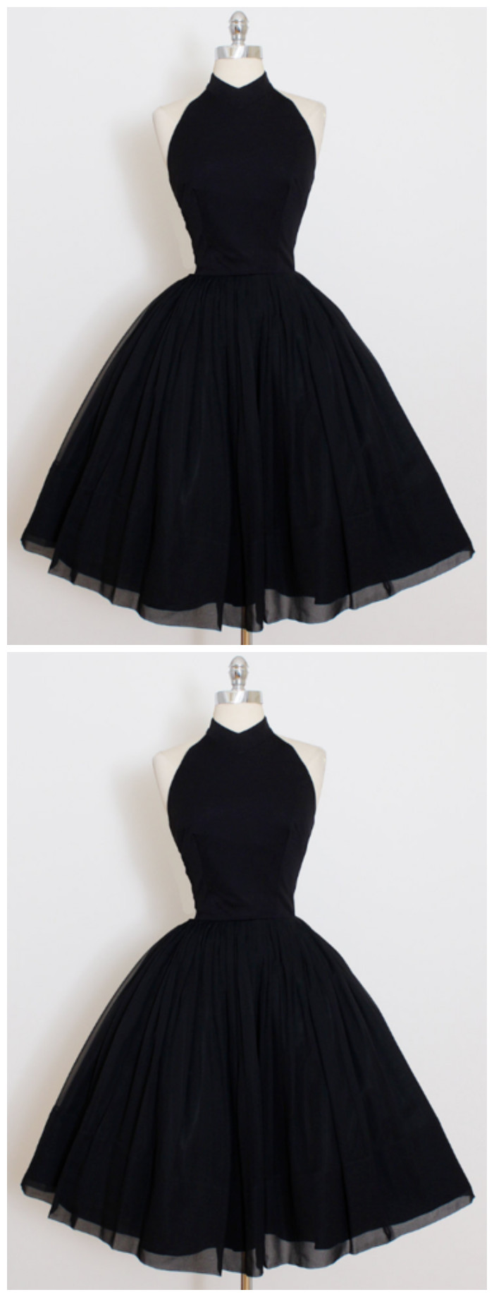 Ruby Outfit Vintage Short Black Halter Prom Dress ,short Homecoming Dress