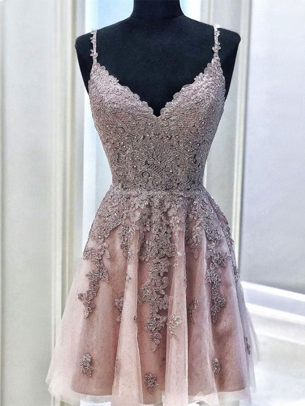 a line princess homecoming dress Blue A-line Princess Dress,Blue Long Sleeves Homecoming Dress,Blue Fai –  Simplepromdress main image 1