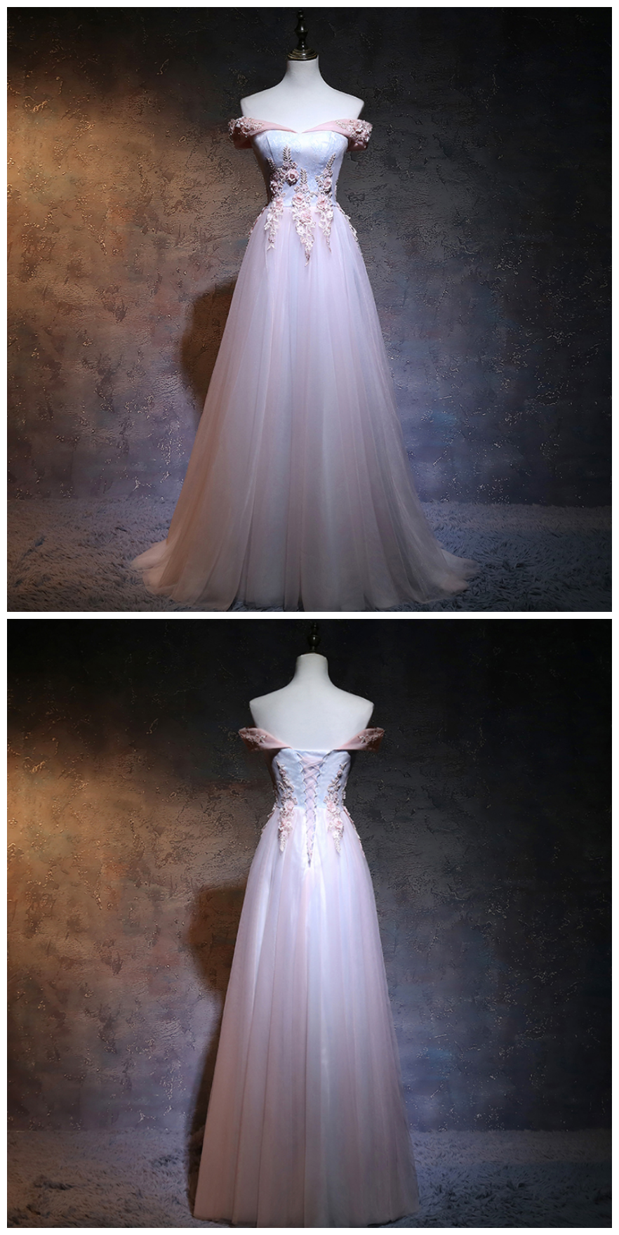 Beautiful Off Shoulder Style Lace Applique Bridesmaid Dress, Prom Dress