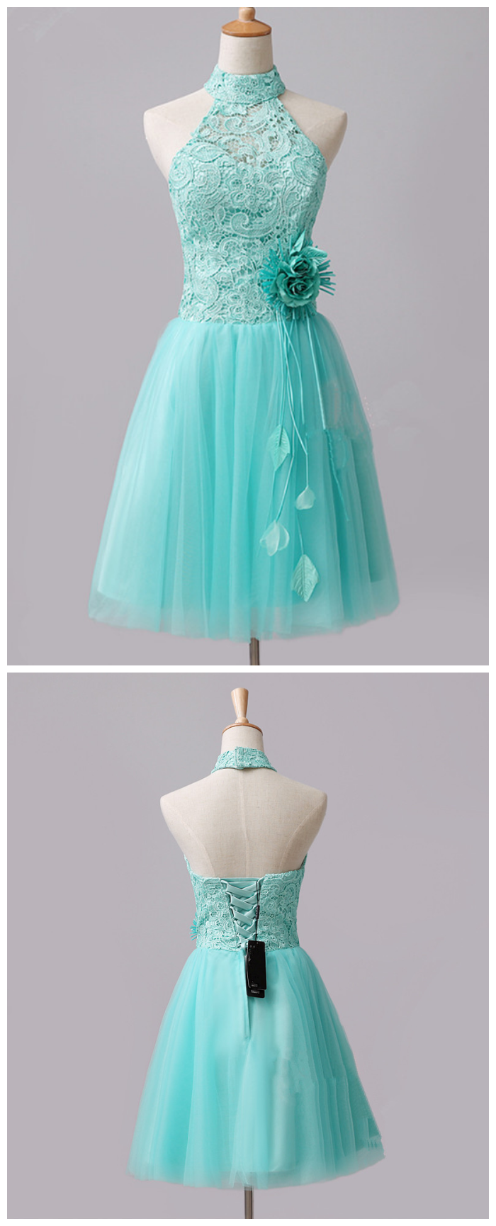 Mint Tulle Cute Knee Length Teen Formal Dress, Homecoming Dress
