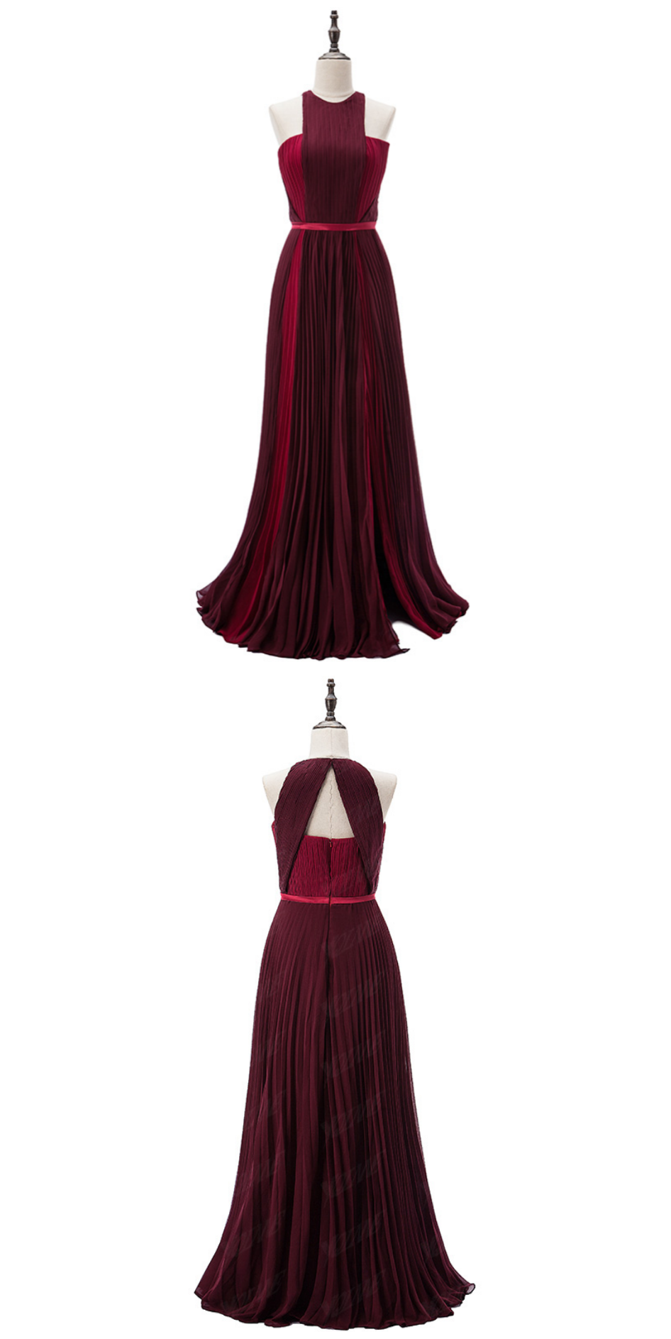 Burgundy Long Celebrity Dresses Carpet Dress Halter Crepe Split Runway Fashion Prom Party Dress