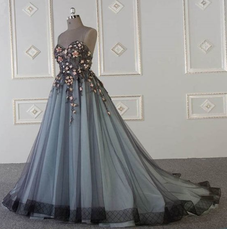 Long Spaghetti Straps Tulle Dress with Sweetheart Neck Peacock Plus Size