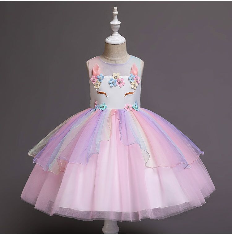 unicorn bridesmaid dress Flower Girl Unicorn Dress Wedding Party Rainbow Tutu Gown Birthday Dresses  by MomyMall