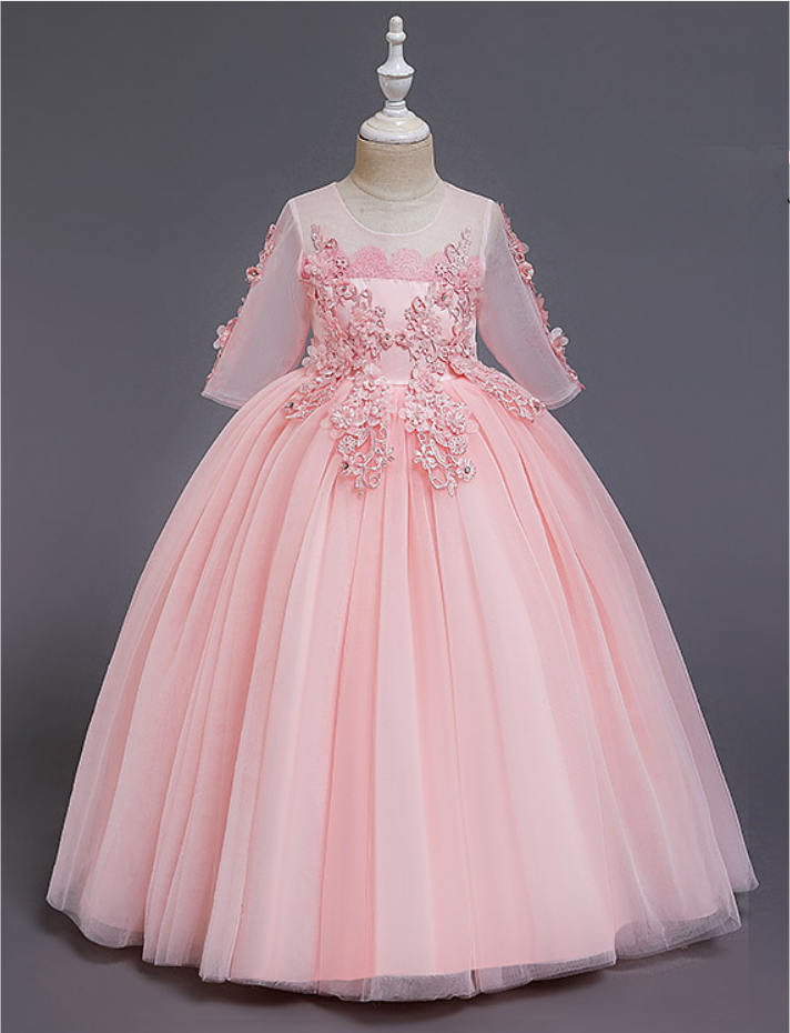 open lace back dress American Princess Gold & Blue Arabesque Embellished Younger Girls Dres –  Stockpoint Apparel Outlet