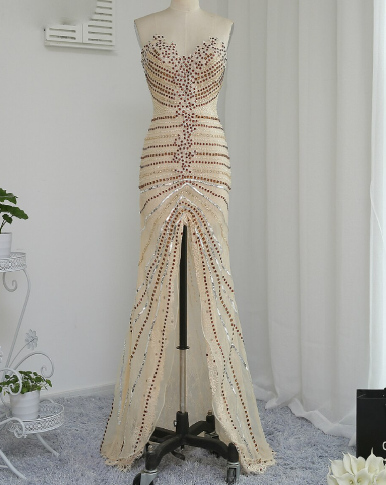 beaded prom dresses 2021 Luxurious Mermaid Sweetheart Slit Crystals on Luulla bhabhi Tulle Size Size:40 US Jacket/Waistcoat + 34W Trousers Jenna Bush Hager Wears