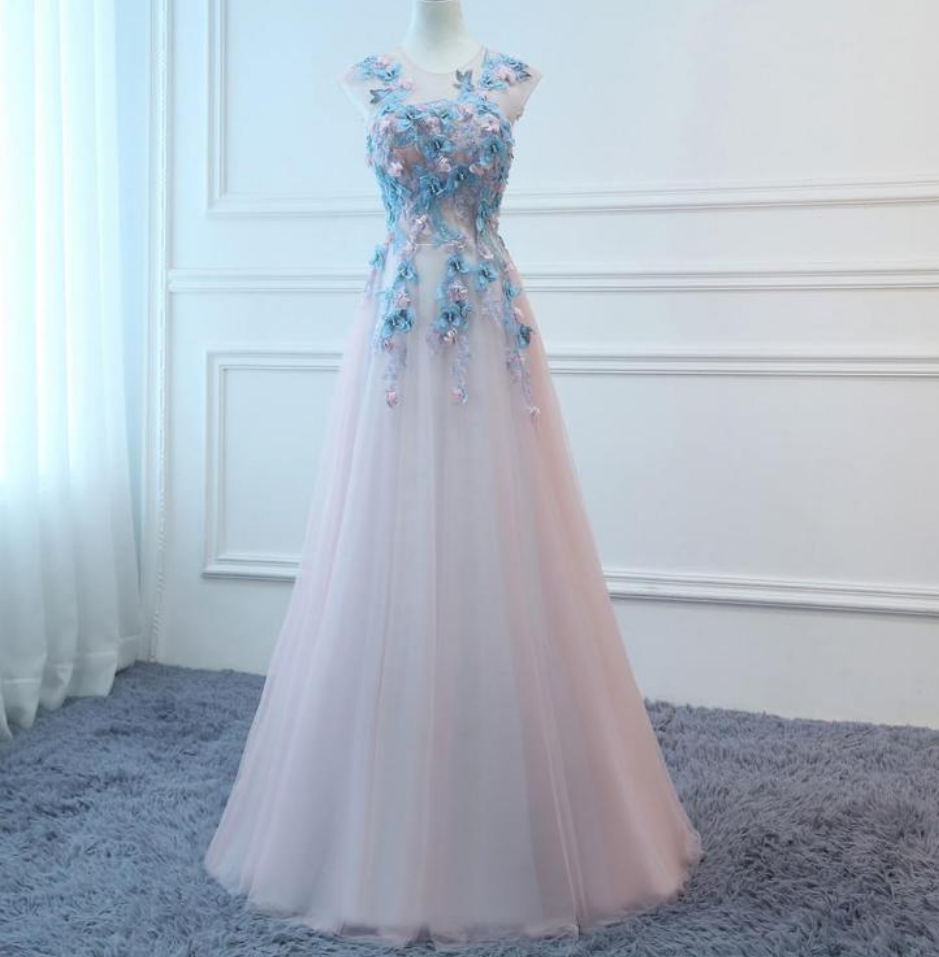 2021 Prom Dresses Long Butterfly Evening Dress Floral Tulle Dress Women Formal Party Gown Fashionable Bride Gown Corset Back
