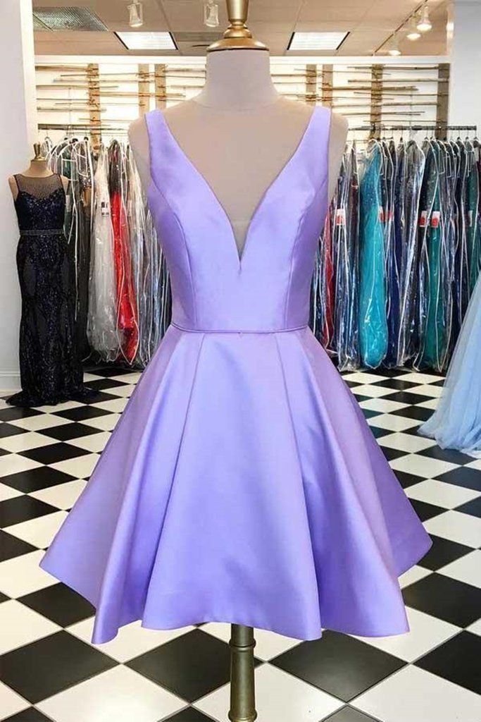 lavender short dress formal Ladivine SF047 Lace Bodice A Line Layered Tulle Short Dress, Blush / XS main image 1