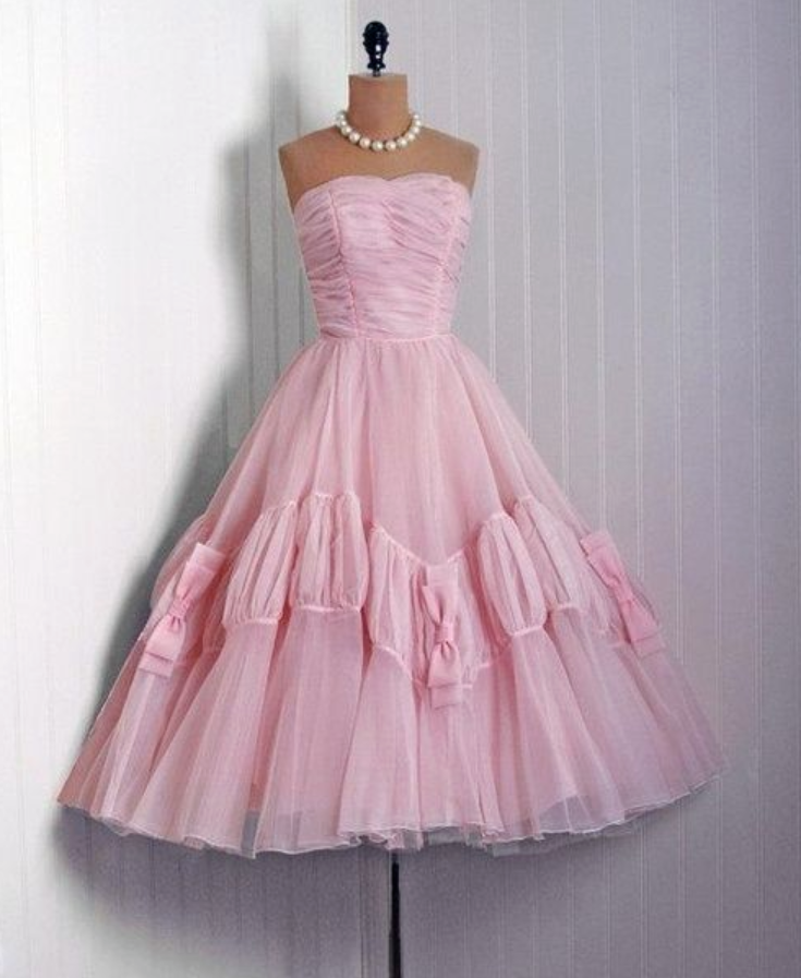 Vintage Pink Tulle 50's Prom Dress Evening Dress