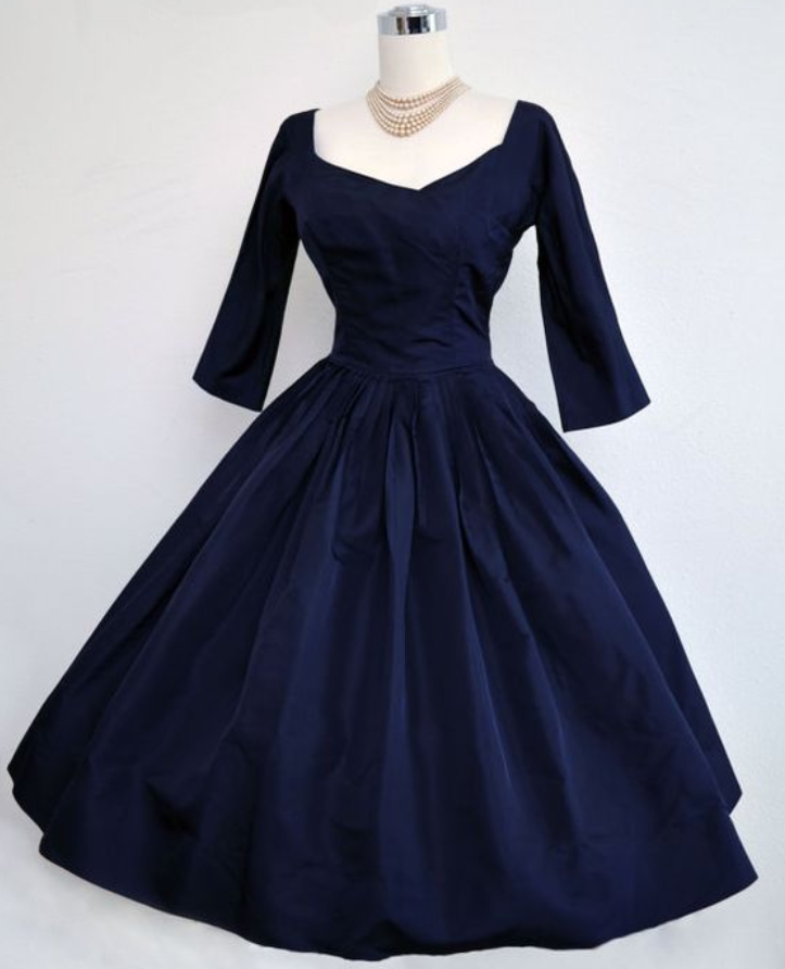 Blue Prom Dress,middle Sleeve Prom Dress,a Line Prom Dress,fashion Prom Dress,sexy Party Dress, Style Evening Dress