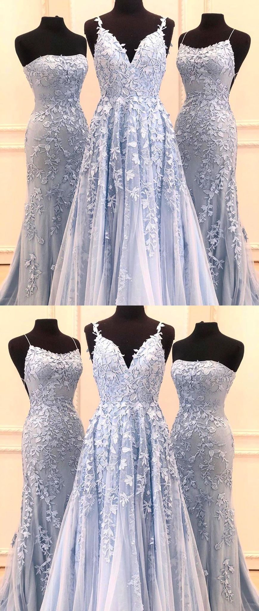 Elegant Winter Formal Prom Dress Snowball Dance Dresses Fairy Light Blue  Lace Appliques Tulle A-line Long Prom Dress On Luulla