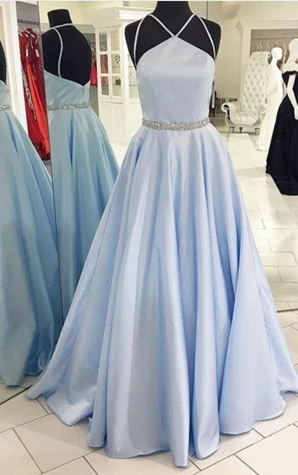 Pale Light Blue Prom Dress Ball Gown Prom Dress Long Disney Prom Dress