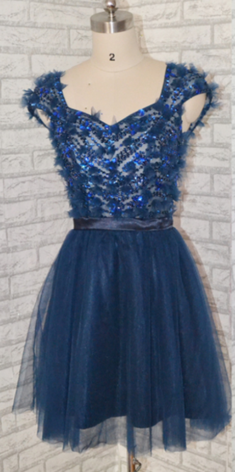 Sweetheart Short Navy Blue Prom Dress Lovely Prom Dress,short Prom Dress,navy Blue Prom Dress