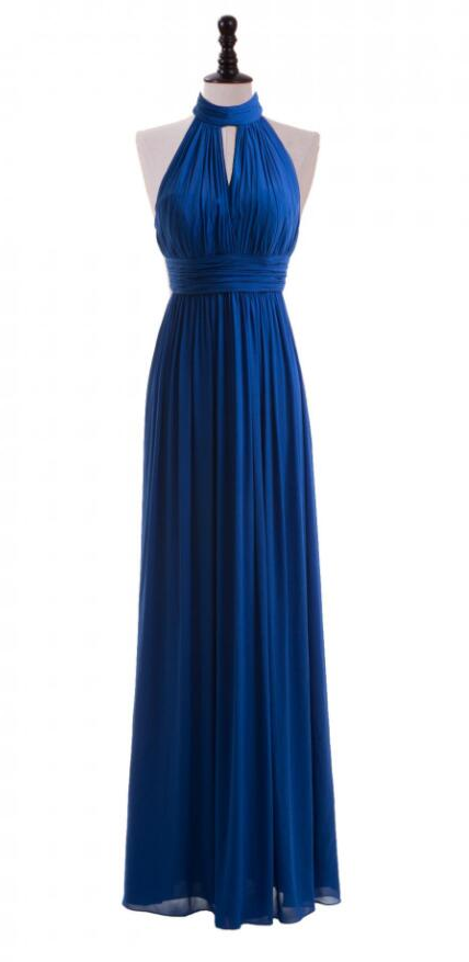 Royal Blue Prom Dress,a Line Halter Prom Dress, Prom Dress,neckline Royal Blue Bridesmaid Dress, Long Formal Dress