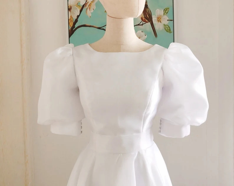 Retro Homecoming Dress with Puff Sleeves Y2789 main image 1