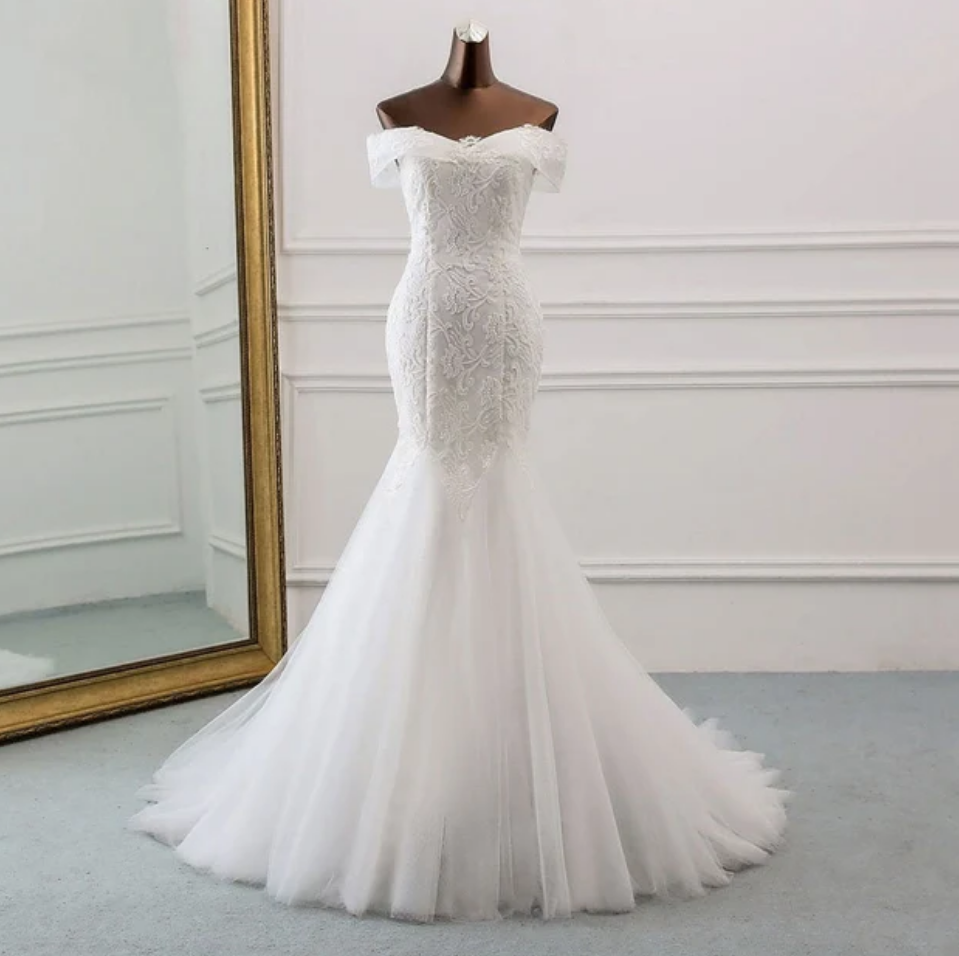 Wedding Dresses Elegant Wedding Dress Floor Length Custom Wedding Dress Drop Sleeves