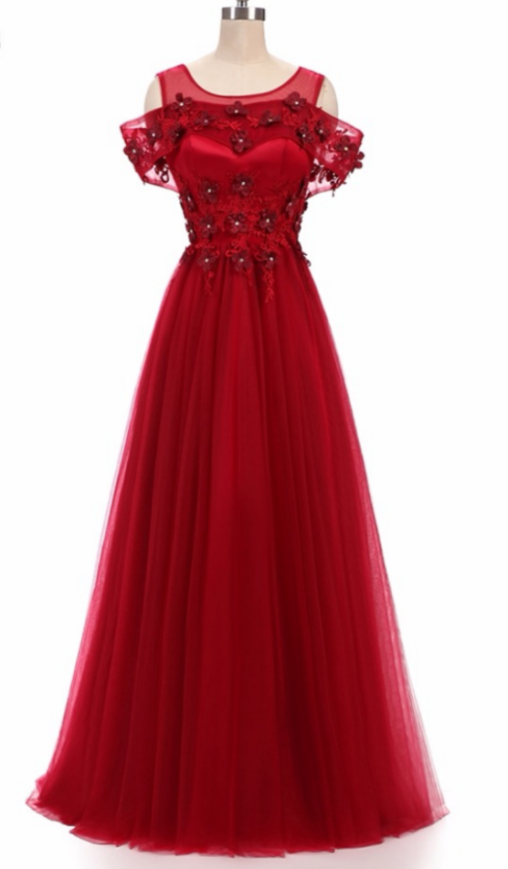 Flower Applique Party Dress main image 0