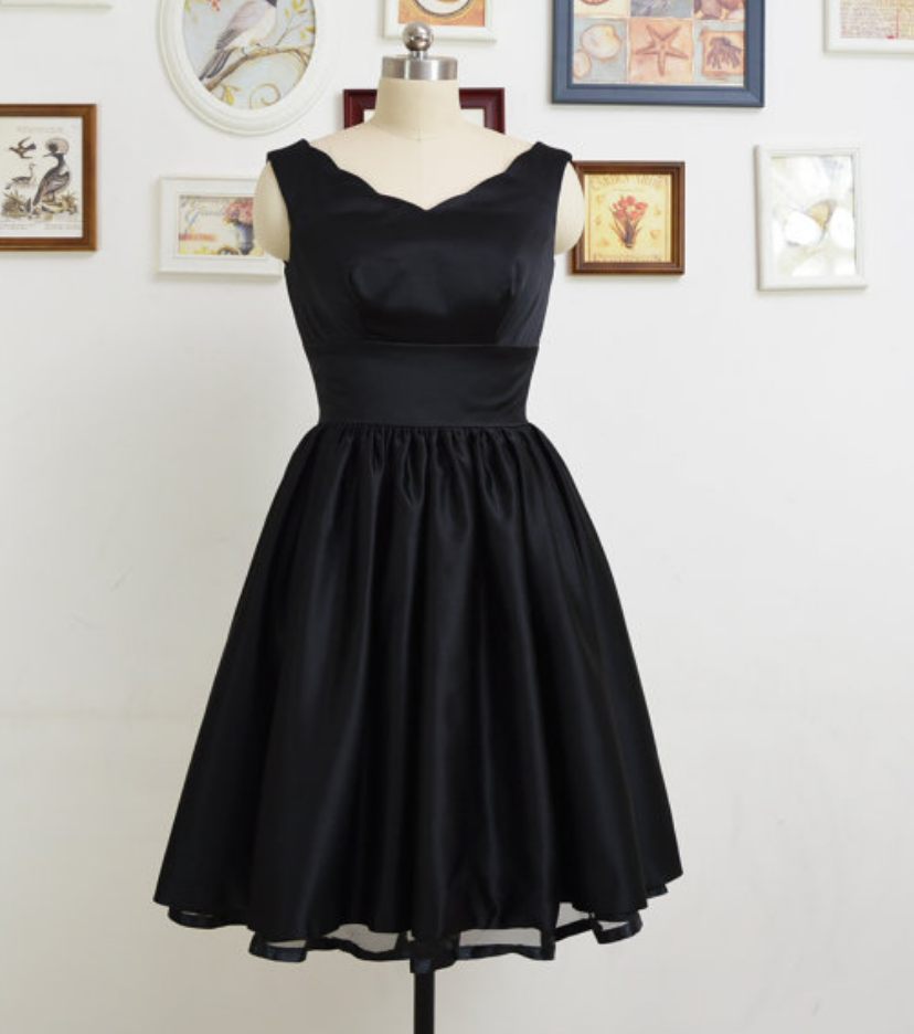 Homecoming Dresses Short Black Dressses, V Neck Black Satin Homecoming Dresses, Simple Short Prom Dresses Mini Dresses