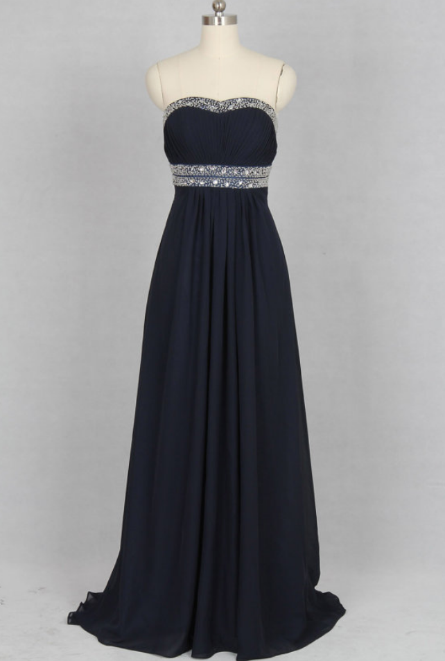 Prom Dresses Long Chiffon Sweetheart Prom Dresses Sexy Strapless Beaded Backless Evening Gowns - Formal Dresses, Party Dresses
