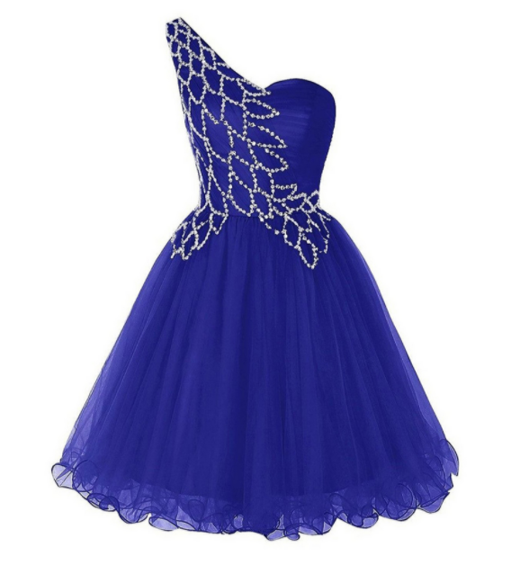 A Line Evening Dresses, Short Beading Prom Dress, Royal Blue Short Homecoming Dress