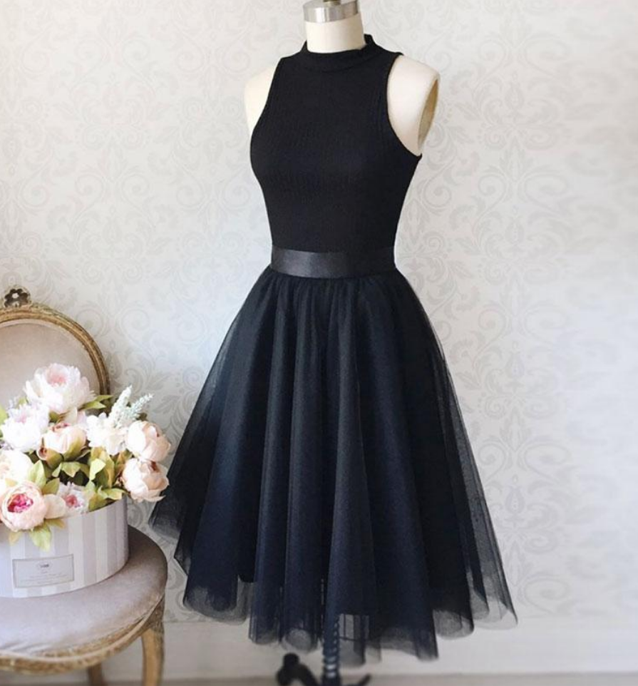 Homecoming Dresses Black Tulle Simple Short Prom Dress, Black Homecoming Dress