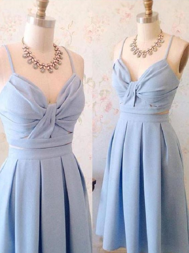 Homecoming Dresses Two Piece, Cute Homecoming Dresses, Short Prom Dress, Blue Prom Dress
