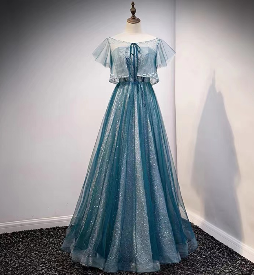 Blue Evening Dress, Strapless Prom Dress, Fairy Dress,custom Made