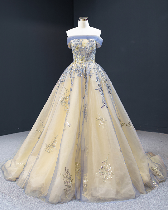 2022 Bride Solo Fluffy Skirt Dinner Dress One Shoulder Temperament Queen