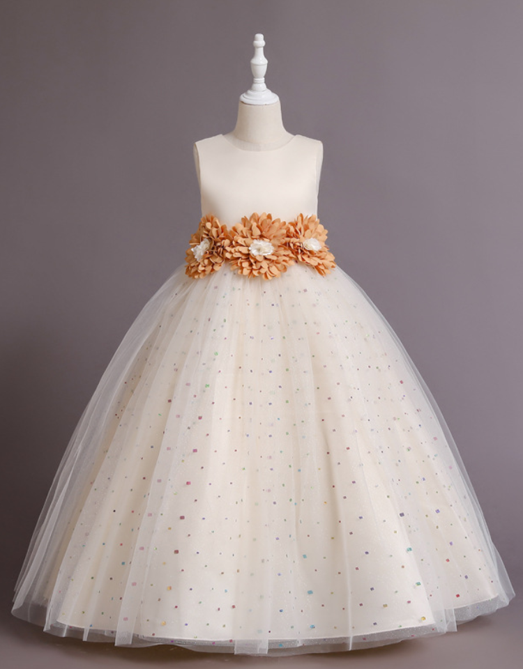 Girls' Princess Dress Children's Dress Flower Children's Wedding Dress Fluffy Dress