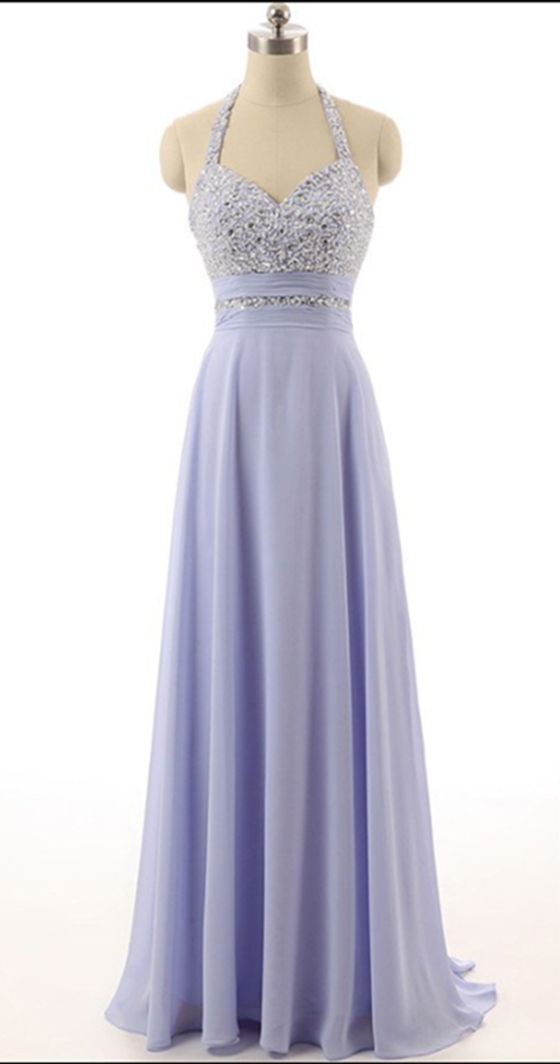 Lavender Prom Dress,halter Prom Dress,long Prom Dress,chiffon Prom Dress,party Dress