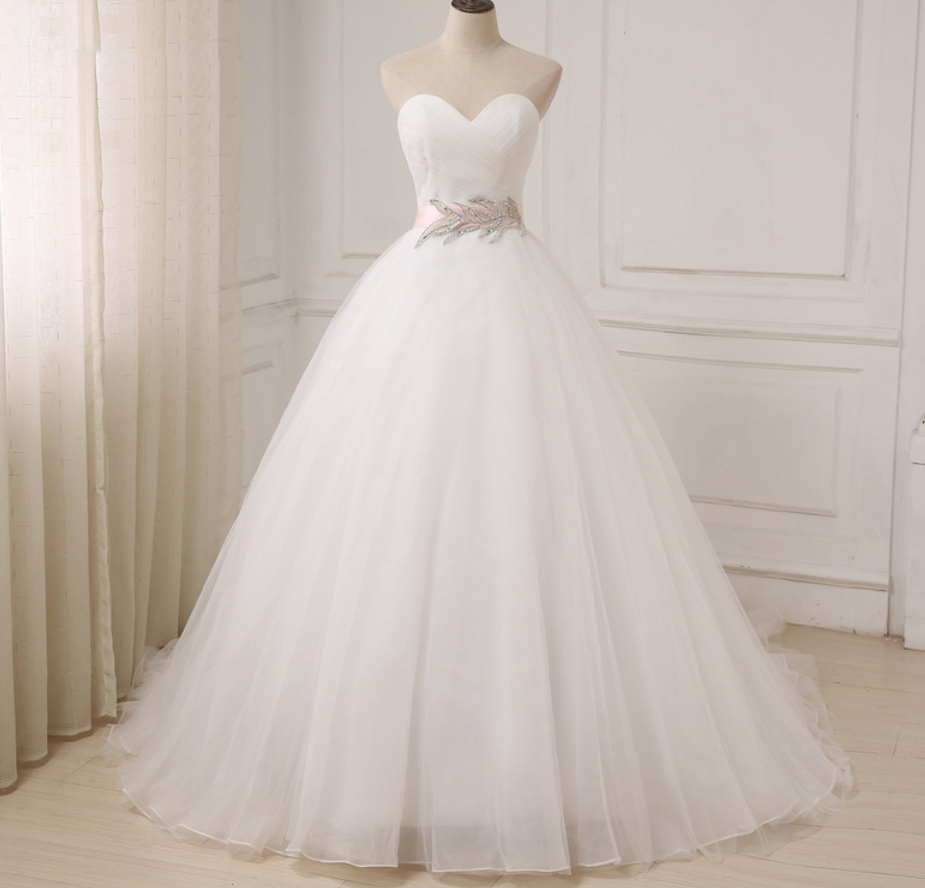 Wedding Dress,sweetheart Sleeveless Bridal Dresses Ball Gown Organza Backless Appliques Bridal Gowns