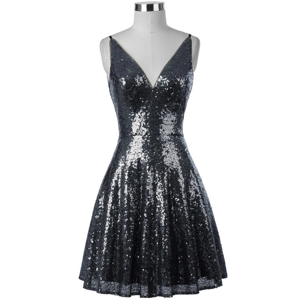 Homecoming Dresses Spaghetti Straps Sequined Sparking Dresses Formal Gowns