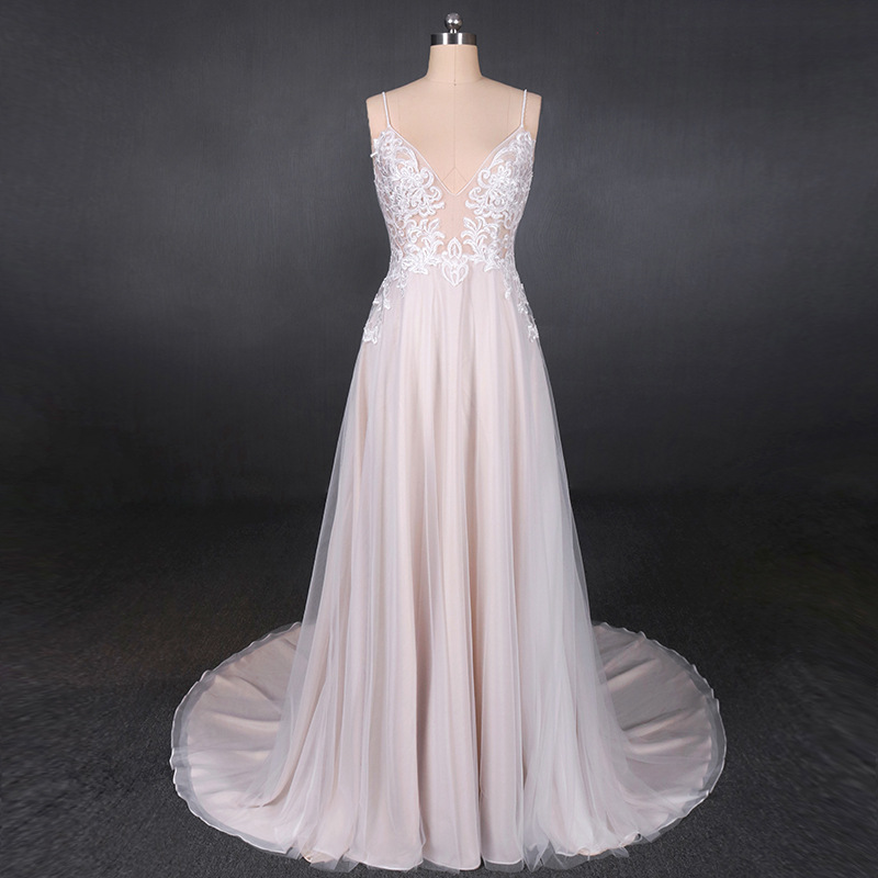 Spaghetti Strap Wedding Dress,lace Bridal Dress,balckless Sexy Weddding Dress,custom Made