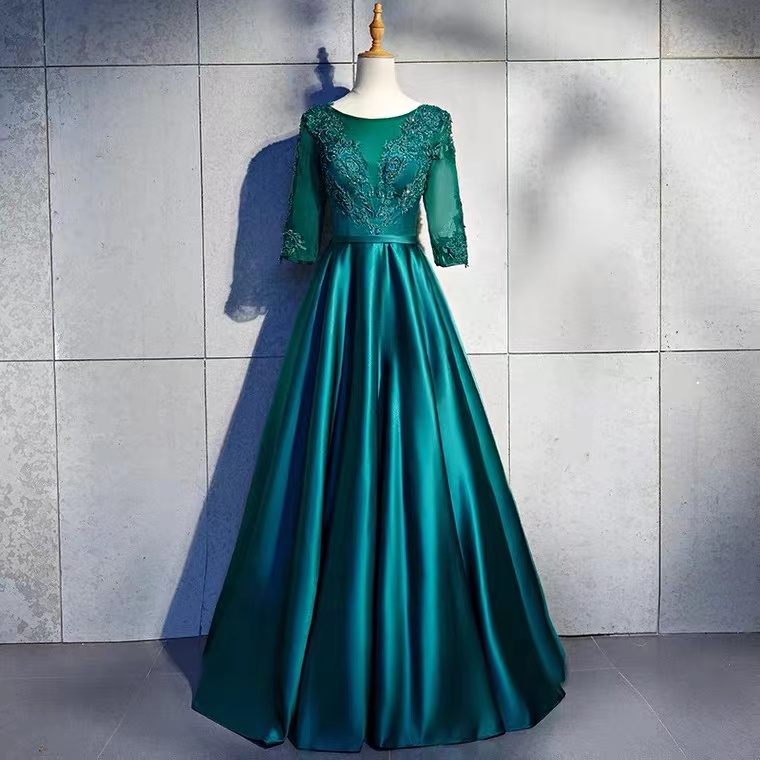 Green Party Dress,o-neck Formal Prom Dress With Lace,bride's Mother Dress,custom Made