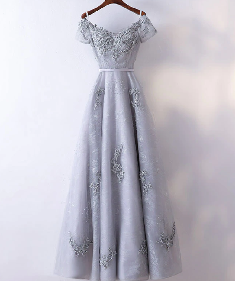 Prom Dresses,v Neck Lace Tulle Long Prom Dress Evening Dress