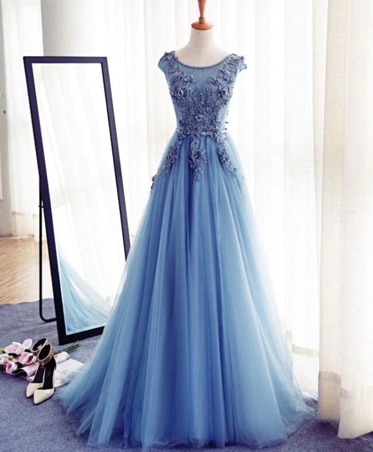 Prom Dresses,a Line Tulle Lace Long Prom Dress, Evening Dress