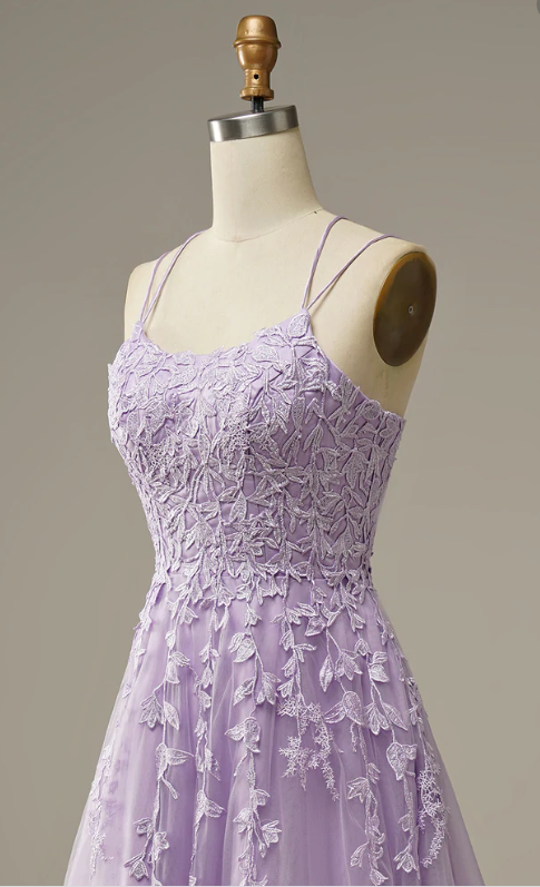 Taffeta A-line Scoop Spaghetti Straps Long Prom Dresses With Pockets
