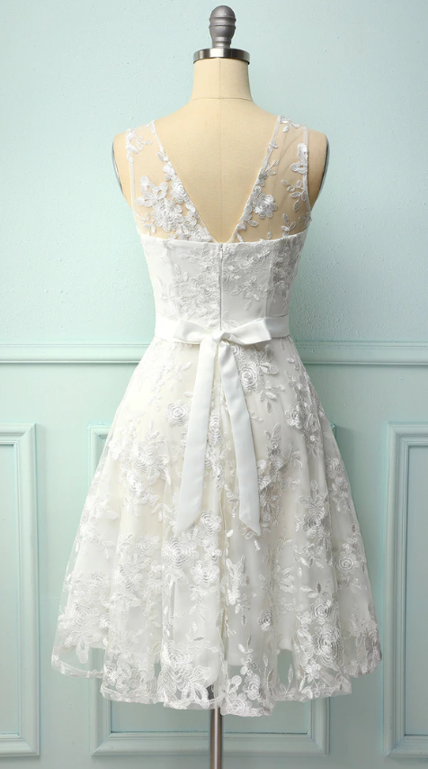 Ivory Party Dress A Line Ivory Lace Prom Dress With Embroidery Printed  Party Dress