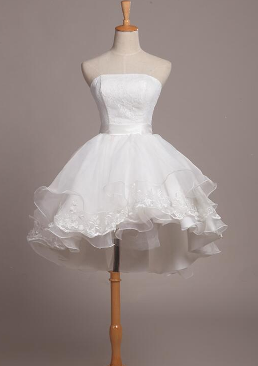 white graduation dress short strapless Zapakasa Women White Strapless Lace Short Graduation Dress with Ruffles  Sweetheart A Line Little White Dress