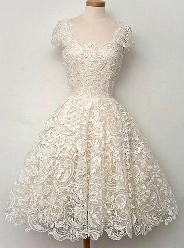 Vintage Homecoming Dresses,a-line Homecoming Dresses,cap Sleeves Homecoming Dresses,lace Homecoming Dress