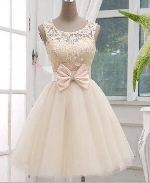 Champagne Lace Tulle Off The Shoulder Short Skirt Promdresses Ball Gown,bow Above Knee Length Homecoming Dress,mini Cocktail Dress
