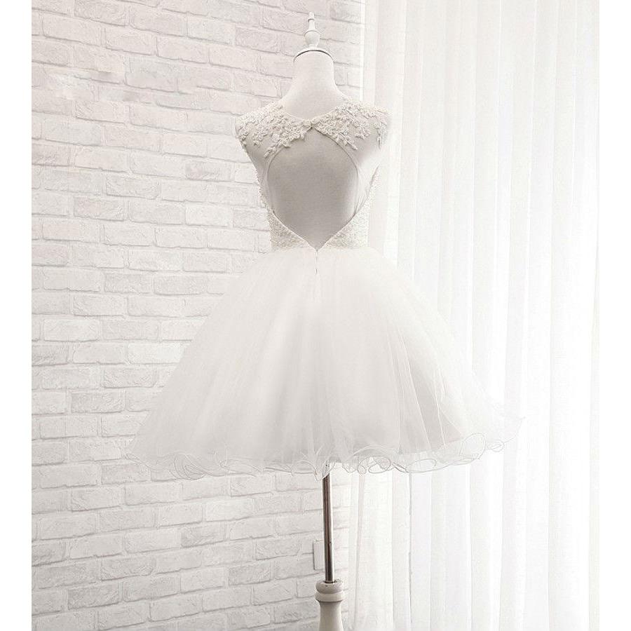 white beaded graduation dress White Sequin Graduation Dress: Short Mini Homecoming... From Chic_cheap,  $188.97