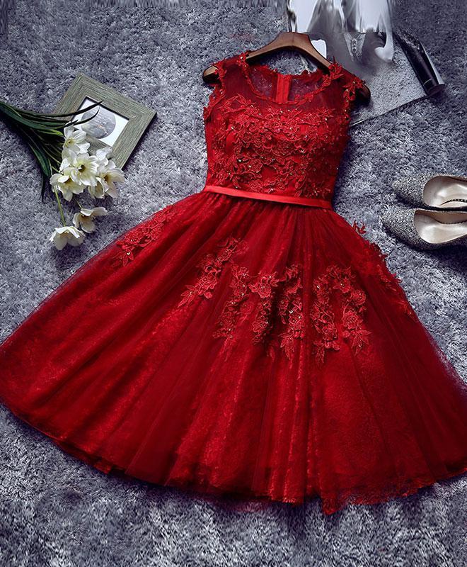 Pretty Homecoming Dresses, Tulle And Applique Knee Length Formal Dress, Cute Party Dress